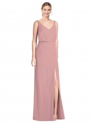 Sleeveless Dusty Pink V-Back Mermaid V-Neck Bridesmaid Dress Lincoln