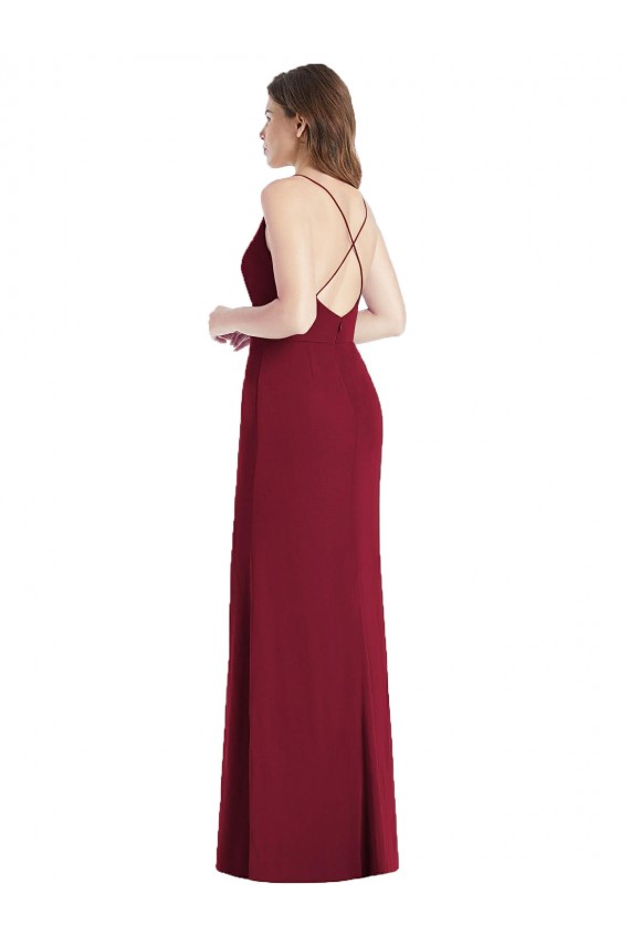Sleeveless Hunter Criss Cross Back Mermaid Spaghetti Straps Bridesmaid Dress Lincoln