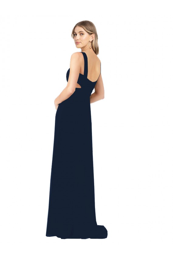 Sleeveless Dark Navy A-Line V-Neck Bridesmaid Dress / Evening Dress Lincoln