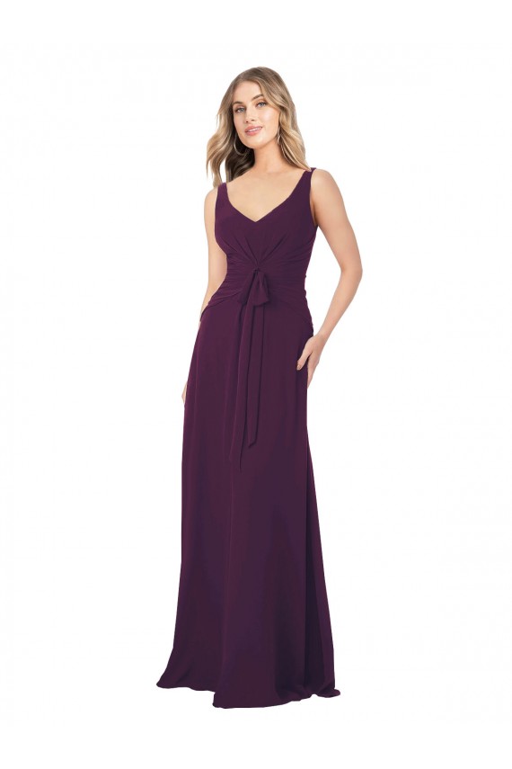 Sleeveless Grape A-Line Chiffon V-Neck Bridesmaid Dress Lincoln