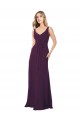 Sleeveless Grape A-Line Chiffon V-Neck Bridesmaid Dress Lincoln
