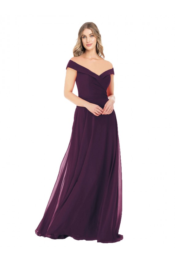 Sleeveless Grape A-Line Off the Shoulder Bridal Party Dress Lincoln