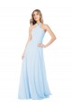 Sleeveless Light Sky Blue A-Line Halter Neck Bridesmaid Dress / Evening Gowns Lincoln