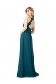 Sleeveless Windsor Blue Open Back A-Line High Neck Bridesmaid Dress Lincoln
