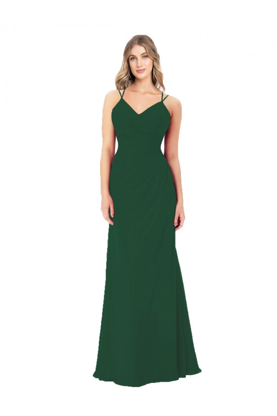 Sleeveless Dark Green A-Line V-Neck Bridesmaid Dress Lincoln
