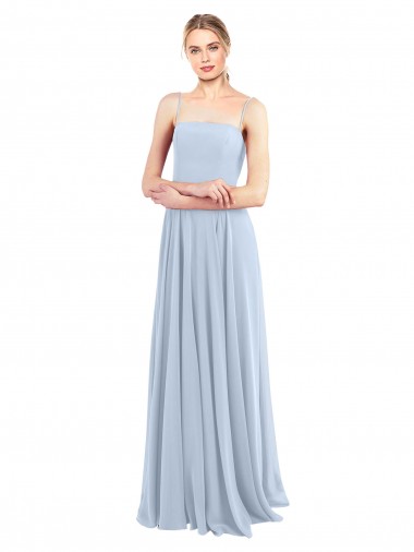 Sleeveless Light Sky Blue Low Back A-Line Spaghetti Straps Bridesmaid Dress Lincoln