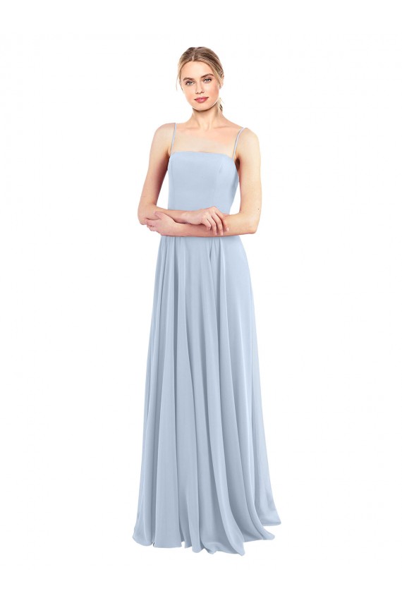 Sleeveless Light Sky Blue Low Back A-Line Spaghetti Straps Bridesmaid Dress Lincoln