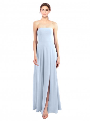Sleeveless Light Sky Blue A-Line Strapless Bridesmaid Dress Lincoln