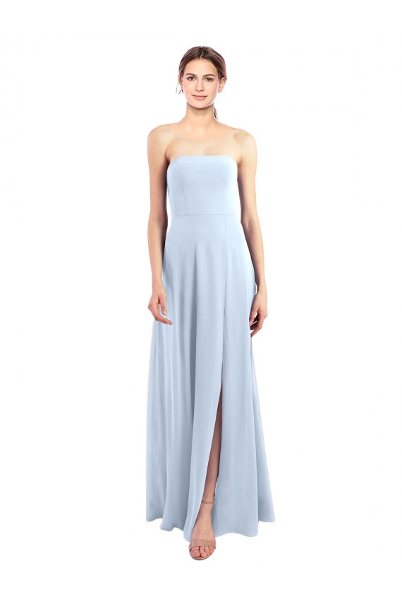 Sleeveless Light Sky Blue A-Line Strapless Bridesmaid Dress Lincoln