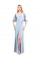 Flutter Sleeves Light Sky Blue V-Back A-Line V-Neck Bridesmaid Dress / Evening Dress Lincoln
