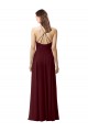 Sleeveless Burgundy Gold Criss Cross Back A-Line Halter Neck Bridesmaid Dress Lincoln