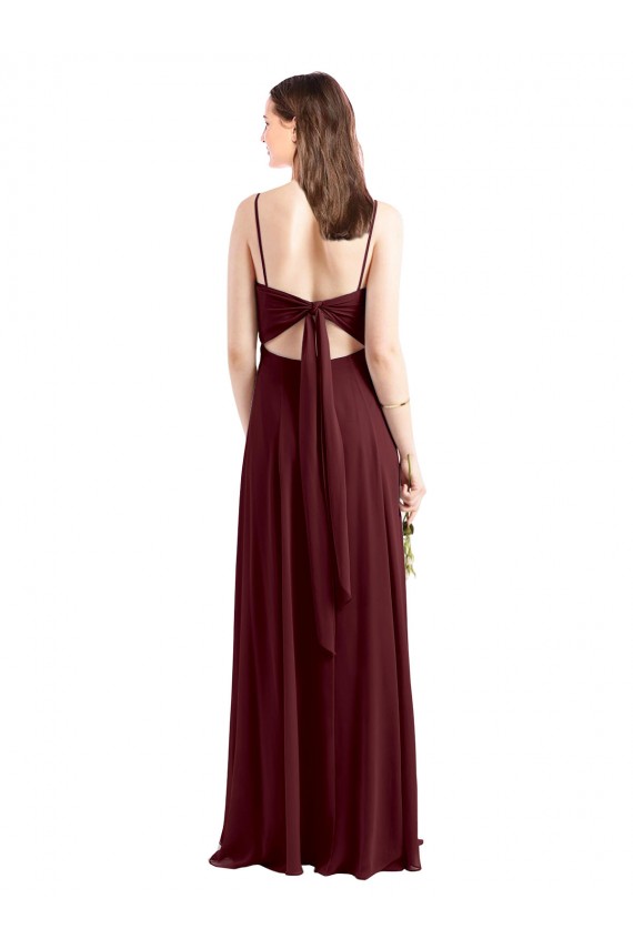 Sleeveless Burgundy Gold A-Line Spaghetti Straps Bridesmaid Dress / Evening Dress Lincoln