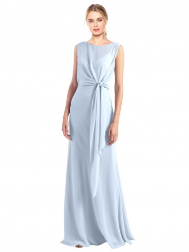 Sleeveless Light Sky Blue Keyhole Back A-Line V-Neck Bridesmaid Dress / Evening Gowns Lincoln