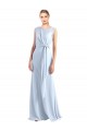Sleeveless Light Sky Blue Keyhole Back A-Line V-Neck Bridesmaid Dress / Evening Gowns Lincoln