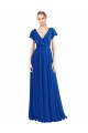 Flutter Sleeves Royal Blue V-Back A-Line V-Neck Bridesmaid Dress Lincoln