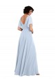 Split Sleeves Light Sky Blue V-Back A-Line V-Neck Bridesmaid Dresses Lincoln