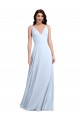 Sleeveless Light Sky Blue Keyhole Back A-Line V-Neck Evening Dress / Bridesmaid Dress Lincoln