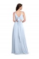 Sleeveless Light Sky Blue Keyhole Back A-Line V-Neck Evening Dress / Bridesmaid Dress Lincoln