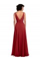Sleeveless Red V-Back A-Line V-Neck Bridesmaid Dress Lincoln