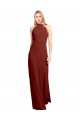 Sleeveless Burgundy Open Back A-Line Halter Neck Prom Dress / Bridesmaid Dress Lincoln
