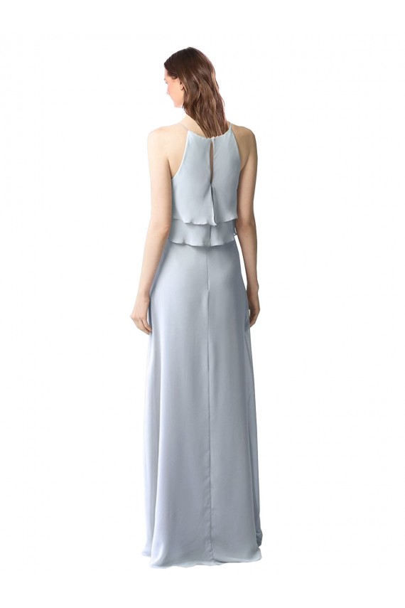 Sleeveless Light Sky Blue A-Line Halter Neck Bridesmaid Dresses Lincoln