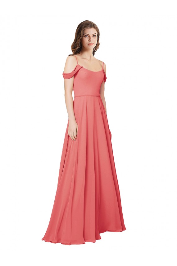 Sleeveless Desert Rose Low Back A-Line Off the Shoulder Bridesmaid Dress Lincoln