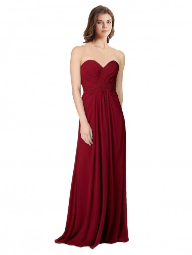 Sleeveless Burgundy Open Back A-Line Sweetheart Bridesmaid Dress Lincoln