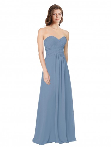 Sleeveless Dusty Blue Low Back A-Line Sweetheart Bridesmaid Dress / Evening Gowns Lincoln