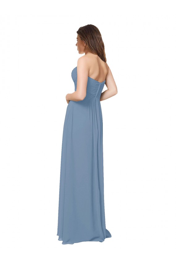 Sleeveless Dusty Blue Low Back A-Line Sweetheart Bridesmaid Dress / Evening Gowns Lincoln