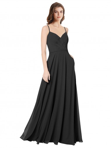 Sleeveless Black Open Back A-Line Sweetheart Formal Dress / Bridesmaid Dress Lincoln