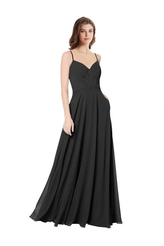 Sleeveless Black Open Back A-Line Sweetheart Formal Dress / Bridesmaid Dress Lincoln