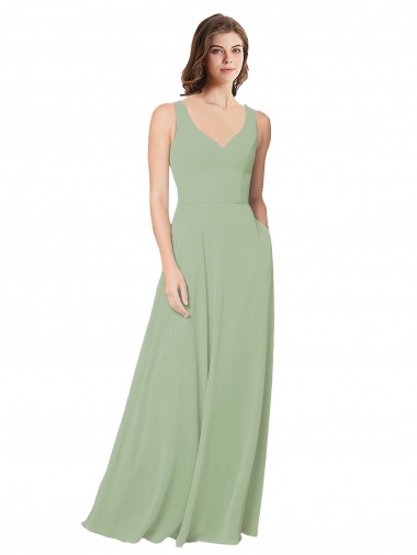 Sleeveless Smoke Green Open Back A-Line Sweetheart Formal Dress / Bridesmaid Dress Lincoln