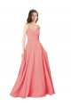 Sleeveless Watermelon Criss Cross Open Back A-Line V-Neck Bridesmaid Dress Lincoln