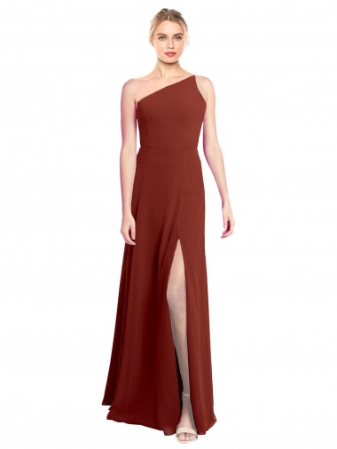 Sleeveless Burgundy A-Line One Shoulder Formal Dress / Bridesmaid Dress Lincoln