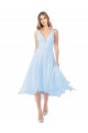 Sleeveless Light Sky Blue Keyhole Back A-Line V-Neck Bridesmaid Dress Lincoln