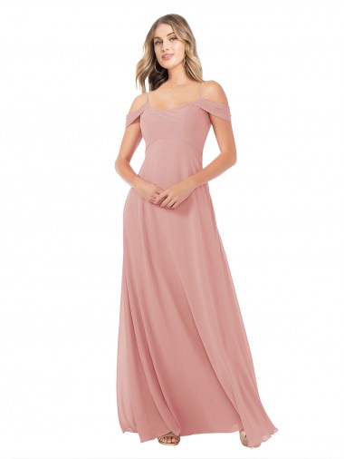 Sleeveless Bliss Pink A-Line Off the Shoulder Bridal Party Dress Lincoln