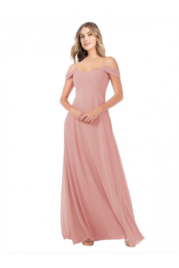 Sleeveless Bliss Pink A-Line Off the Shoulder Bridal Party Dress Lincoln