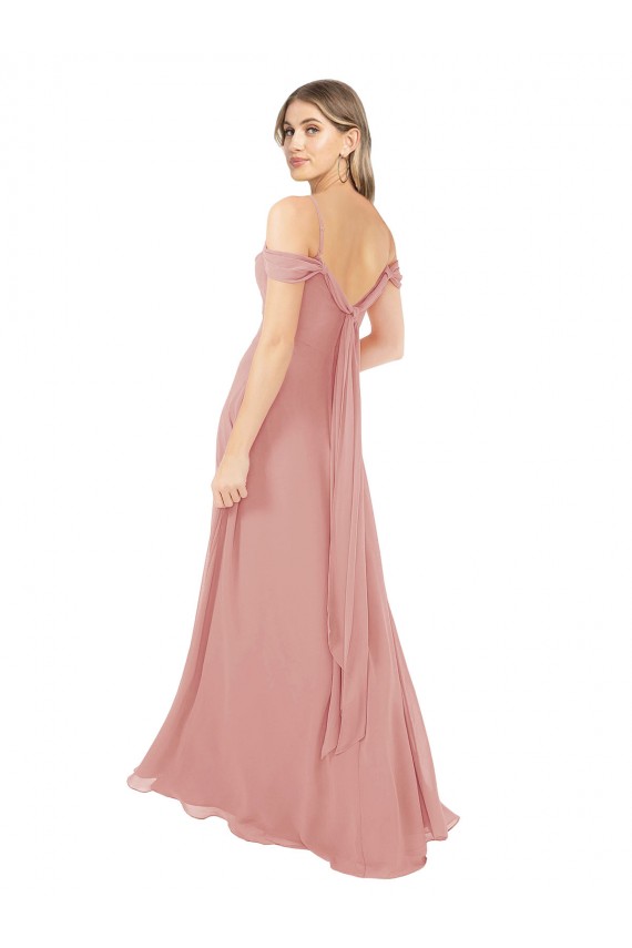 Sleeveless Bliss Pink A-Line Off the Shoulder Bridal Party Dress Lincoln