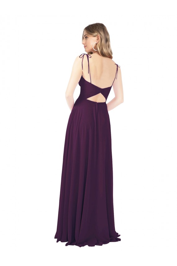 Sleeveless Grape Keyhole Back A-Line Spaghetti Straps Bridesmaid Dress Lincoln