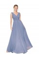 Sleeveless Dusty Blue V-Back A-Line V-Neck Formal Evening Gown / Prom Dress / Bridesmaid Dress Lincoln