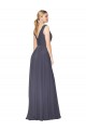 Sleeveless Dusty Blue V-Back A-Line V-Neck Formal Evening Gown / Prom Dress / Bridesmaid Dress Lincoln