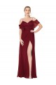 Cold Shoulder Burgundy V-Back Trumpet Off the Shoulder Formal Evening Gown / Prom Dress / Bridesmaid Dress Lincoln