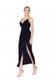 Sleeveless Dark Navy V-Back Mermaid Soft Chiffon V-Neck Formal Evening Gown / Prom Dress / Bridesmaid Dress Lincoln
