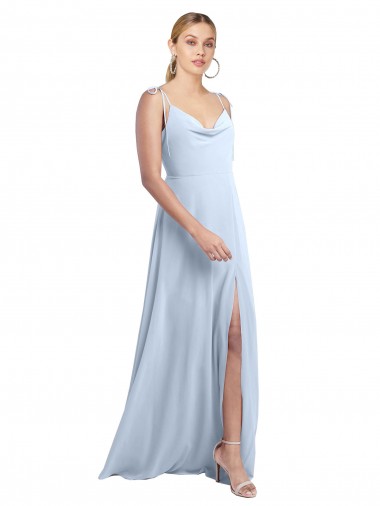 Sleeveless Light Sky Blue V-Back A-Line Spaghetti Straps Bridesmaid Dress / Evening Gowns Lincoln