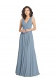 Sleeveless Dusty Blue V-Back A-Line V-Neck Bridesmaid Dress Lincoln