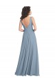 Sleeveless Dusty Blue V-Back A-Line V-Neck Bridesmaid Dress Lincoln
