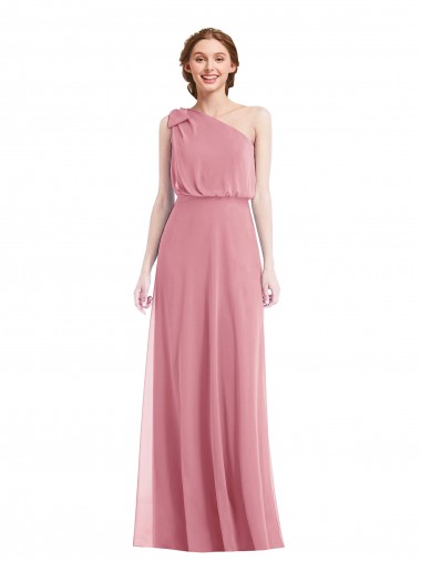 Sleeveless Skin Pink A-Line One Shoulder Semi Formal Evening Dress / Bridesmaid Dress Lincoln