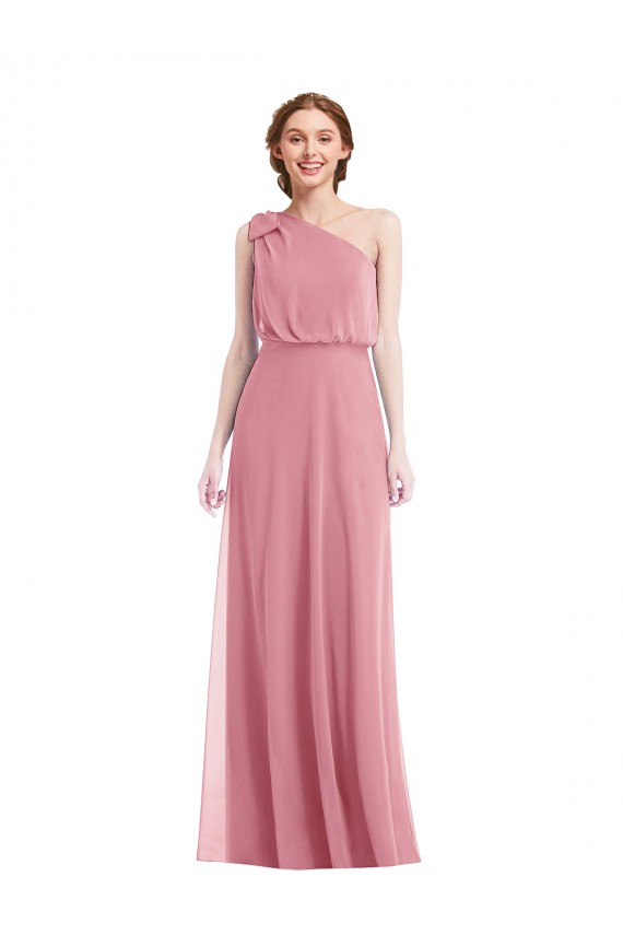 Sleeveless Skin Pink A-Line One Shoulder Semi Formal Evening Dress / Bridesmaid Dress Lincoln