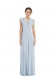 Flutter Sleeves Sea Glass V-Back A-Line Bateau Neck Formal Evening Gown / Bridesmaid Dress Lincoln