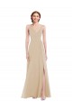 Sleeveless Champagne Criss Cross Back A-Line V-Neck Semi Formal Evening Dress / Bridesmaid Dress Lincoln